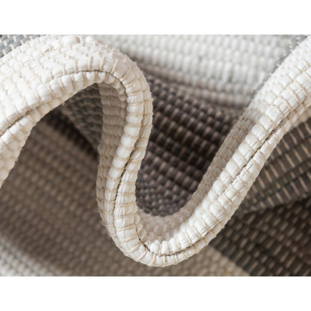 Handwoven Striped Chindi Rag Rug in Gray and Cream Cotton