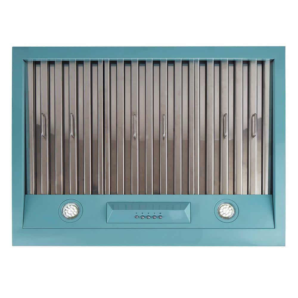 Classic Retro 30" Ocean Mist Turquoise Stainless Steel Under Cabinet Range Hood