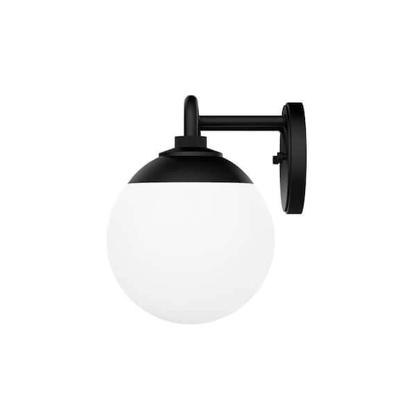 Hepburn 25 in. 3-Light Matte Black Vanity Light with Cased White Shades