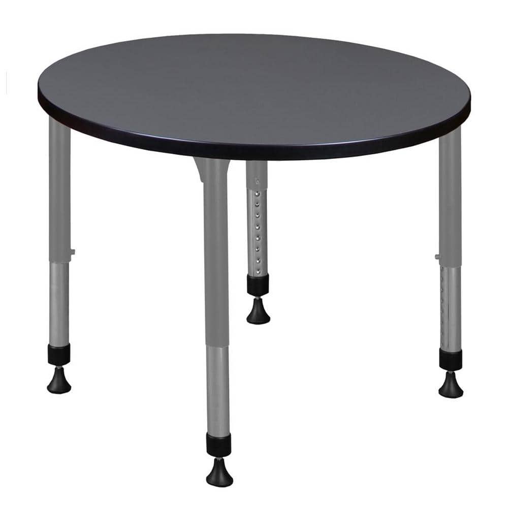 Kee 30 in. Round Grey Composite Classroom Activity Desk with Adjustable Height