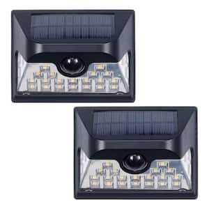 10-Watt Equivalent 600 Lumens Integrated LED Black Solar Motion Activated Wall Pack Light