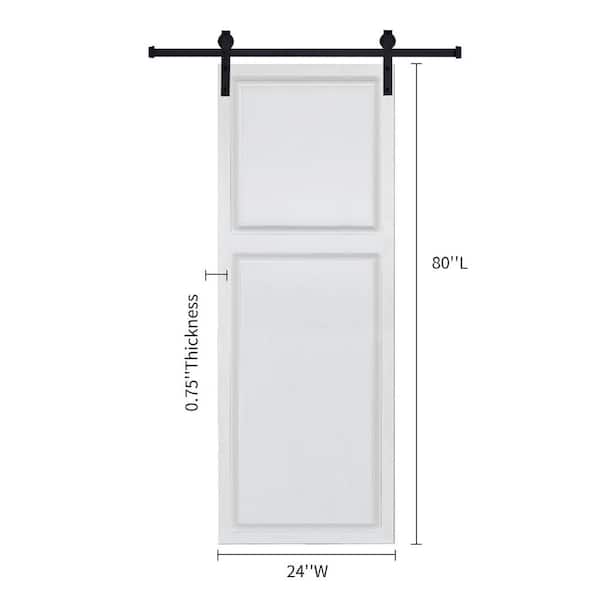 2-Panel Cottage style door 3/4 in. thick 24 in. x 80 in. MDF White Barn Sliding Door With Hardware kit