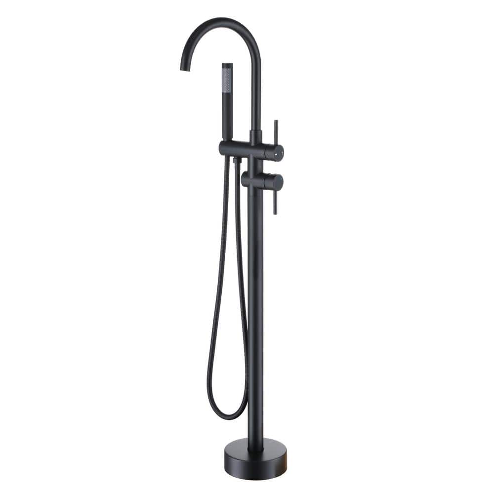 Freestanding Single Handle Bathtub Faucet Filler with Handshower for Bathro