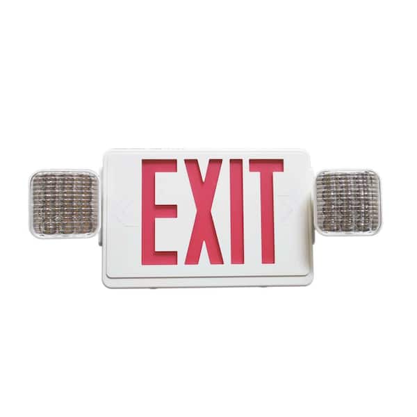 Commercial Electric Combo 2.4-Watt Equivalent Integrated LED Gray Remote Head Capable Exit Sign and Emergency Light with 9.6-Volt Battery