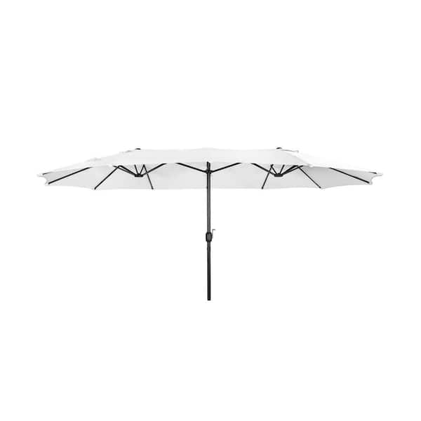 WESTIN OUTDOOR Bali Outdoor Double Sided 15 ft. x 9 ft. Rectangular Twin Market Patio Umbrella with Crank in White