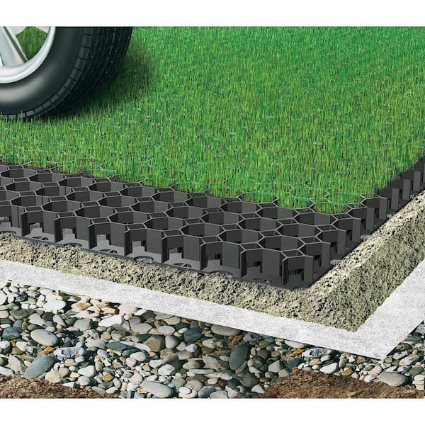 Techno Earth 19 7 In X 19 7 In X 1 9 In Black Permeable Plastic Grass Pavers For Parking Lots Driveways 4 Pieces 11 Sq Ft Paver00 The Home Depot