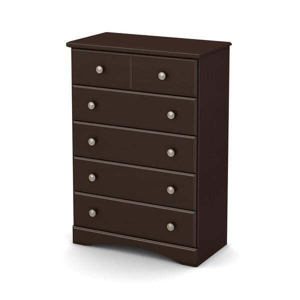 South Shore Morning Dew 5-Drawer Chocolate Chest