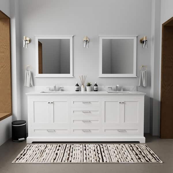 Lexora Dukes 80 in. W x 22 in. D White Double Bath Vanity