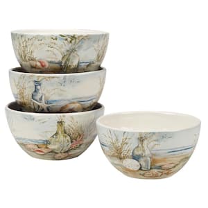 Coastal Landscape 24.92 fl.oz Assorted Colors Earthenware Dessert Bowl Set of 4