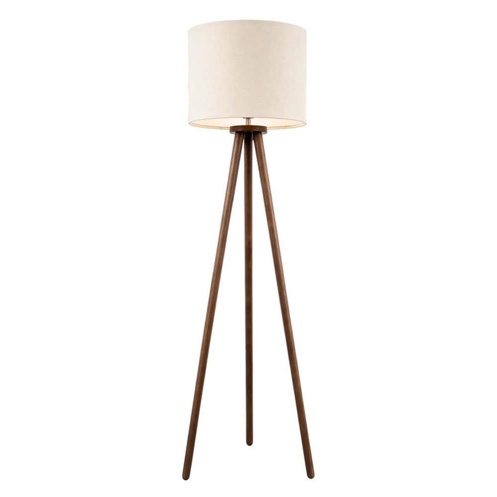 61 in. Beige Traditional Tripod Floor Lamp with Solid Wood Body and Linen Drum Shade for Living Room, Bedroom price history on PriceWatchPro