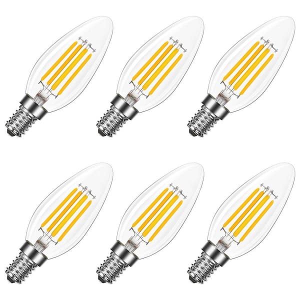 75W Equivalent LED Candelabra B11 Bulb, 8W, 1000LM, 3000K Soft White, Dimmable, Enclosed Fixture & Wet Rated 6 Pack