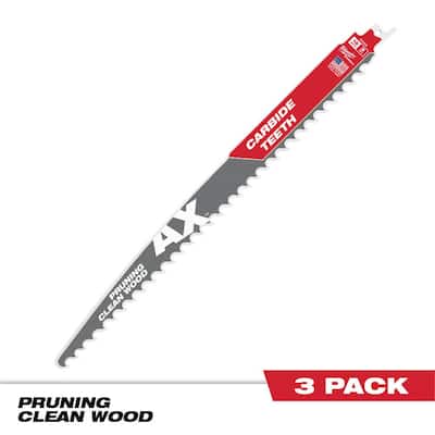 12 in. 3 Teeth per Inch Pruning Carbide Teeth Wood Cutting SAWZALL Reciprocating Saw Blades (3-Pack)