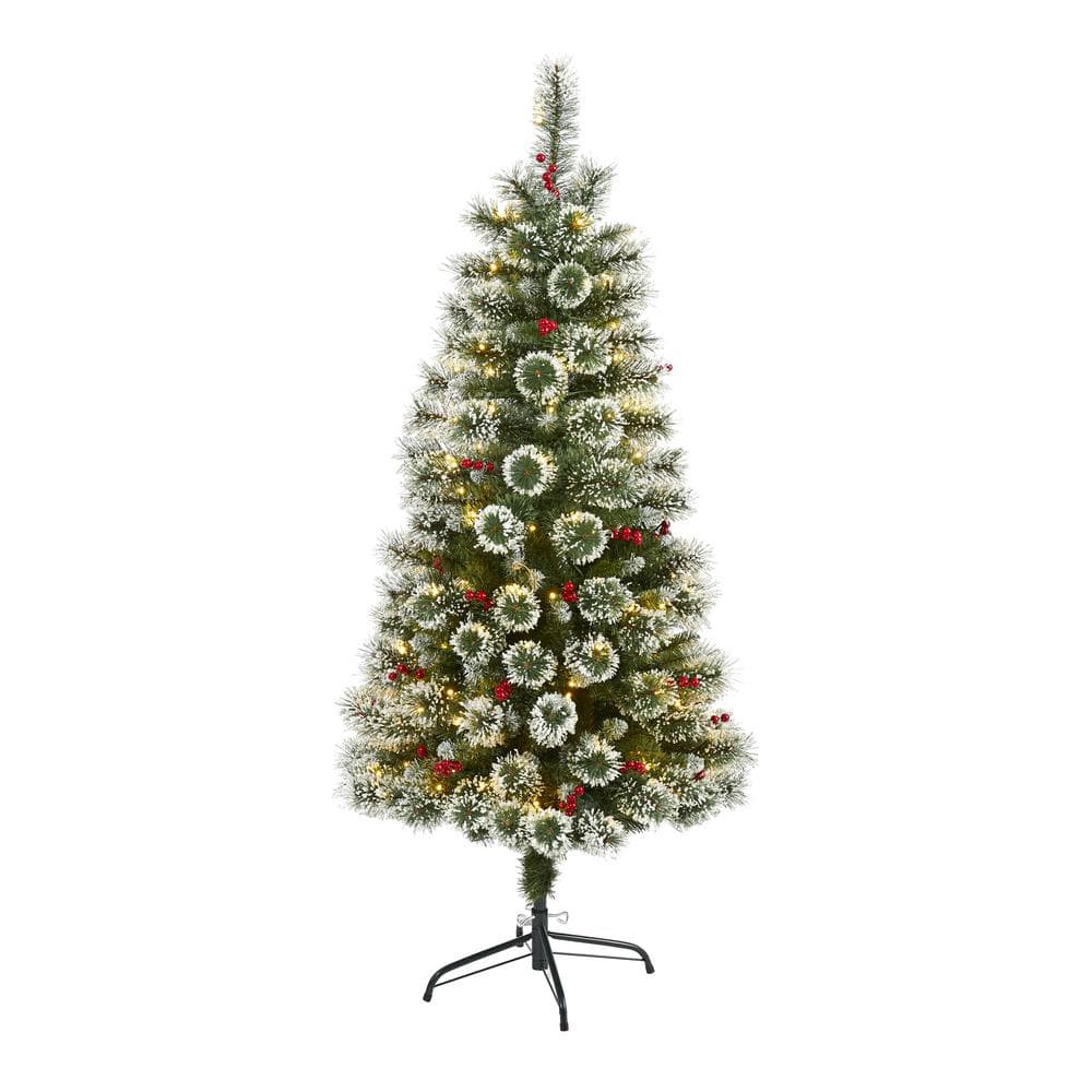 Reviews for Nearly Natural 5 ft. PreLit Frosted Swiss Pine Artificial