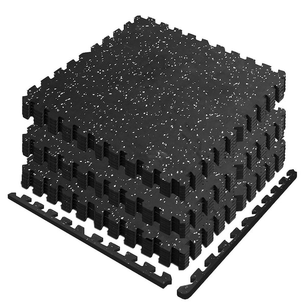 Black + White 24 in. W x 24 in. L x 0.55 in. Thick EVA Foam Interlocking Exercise\Gym Floor Tiles (12-Tile) (48 sq. ft.)