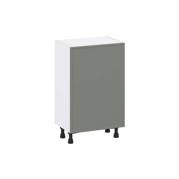 J COLLECTION Fairview 21 in. W x 14 in. D x 34.5 in. H Assembled Slim Shaker Full Height Door Base Kitchen Cabinet in Moss Green