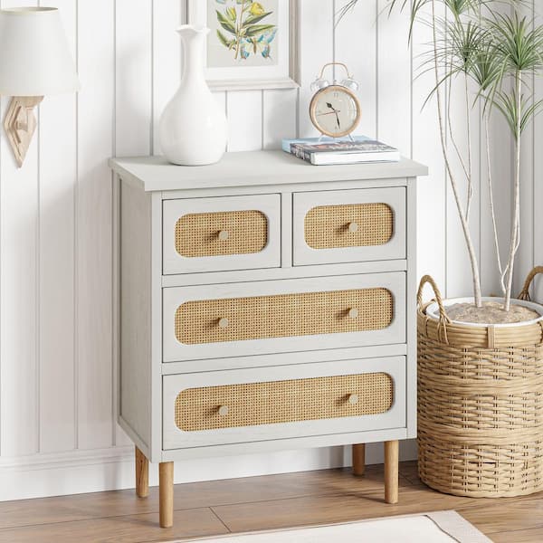 FUIN Farmhouse White 4-Drawer 13.5 in. Wide Chest of Drawers