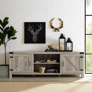 70 in. White Oak Composite TV Stand 75 in. with Doors