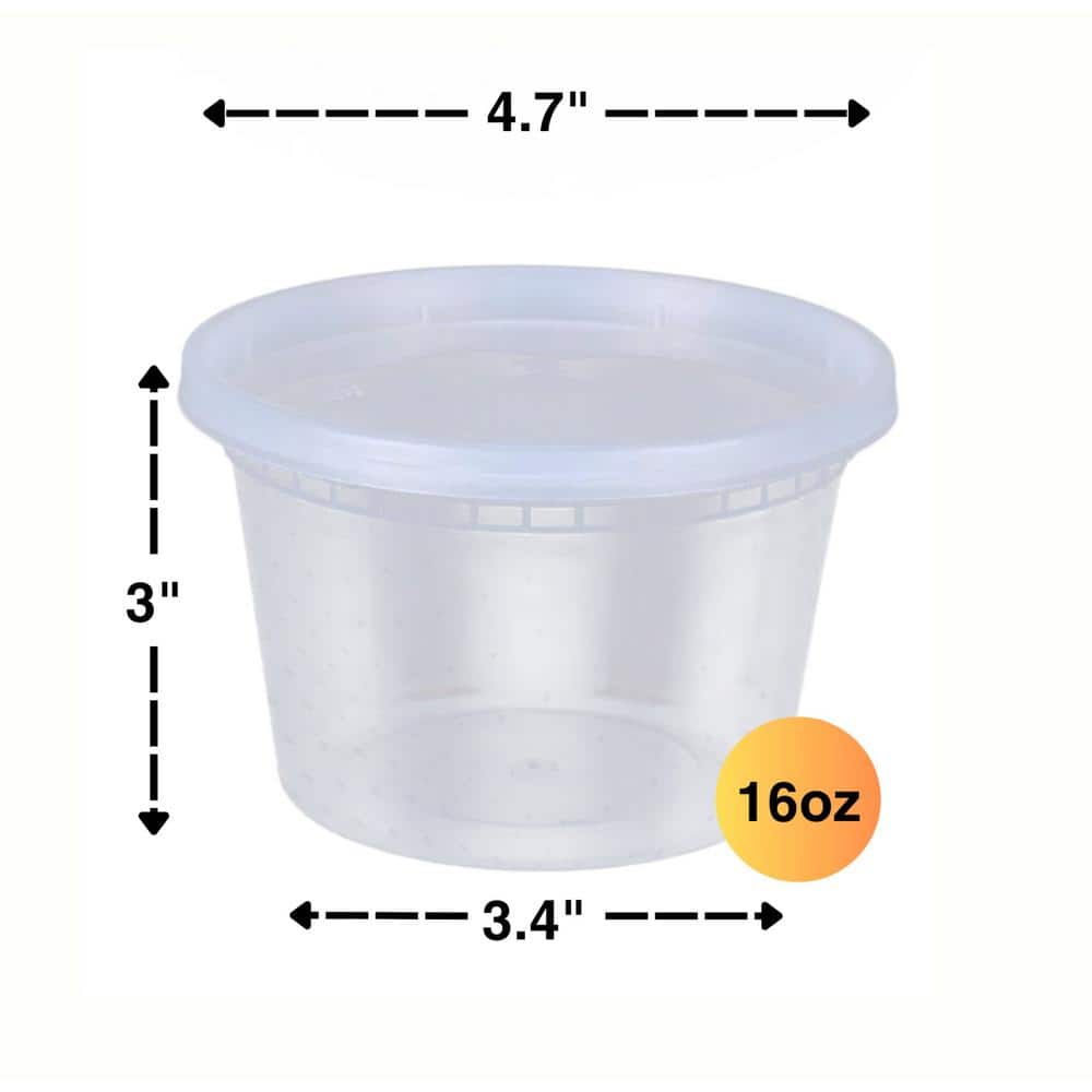 Clear 16oz Plastic Meal Prep Containers with Snap Lids, Set of 40