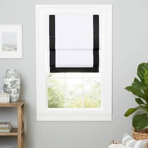 Frontera White/Black Solid Blackout Roman Shade, 34 in. W x 64 in. L