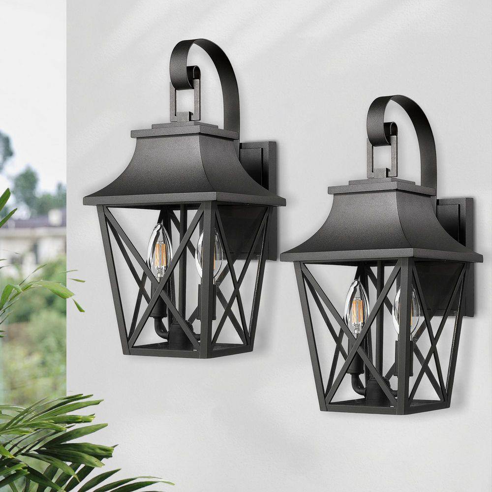 GMGSROM 15.9 in. 1-Light Weathered Matte Black Hardwired Outdoor Wall