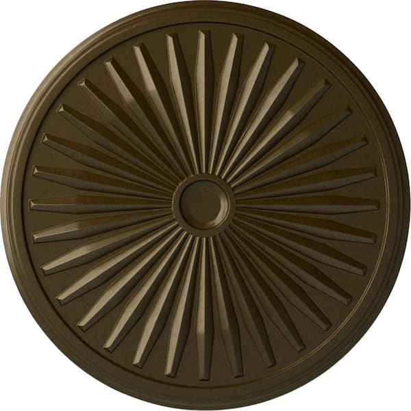 Ekena Millwork 1-3/8" x 33-1/8" x 33-1/8" Polyurethane Leandros Ceiling Medallion, Brass
