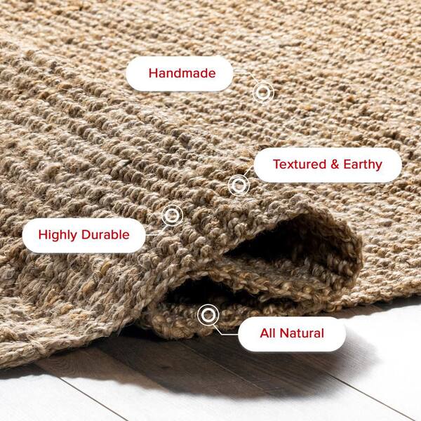 nuLOOM Natura Chunky Loop Jute Off-White 4 ft. x 6 ft. Farmhouse