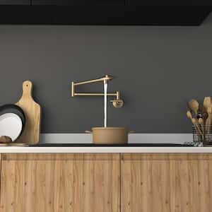 1.8 GPM Wall Mounted Pot Filler with Mounting Hardware, Double Handles and Ceramic Disc Cartridge in Brushed Gold S2