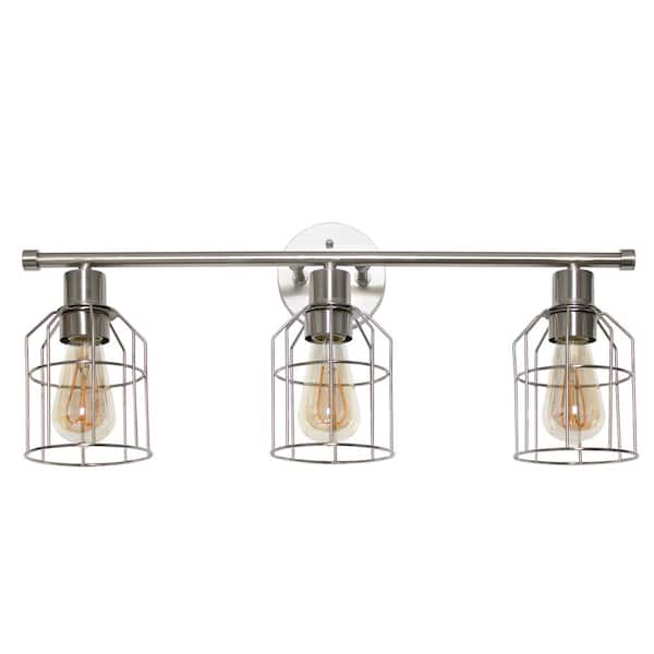 Lalia Home 3-Light Brushed Nickel Industrial Wired Vanity Light