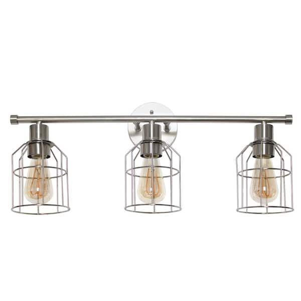 brushed nickel industrial bathroom lighting