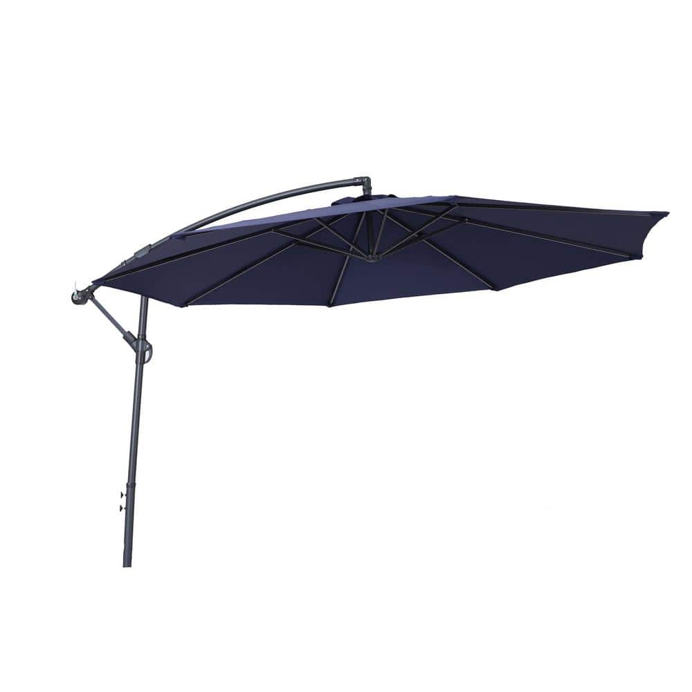 10 ft. Steel Octagon Cantilever Patio Umbrella in Deep Blue