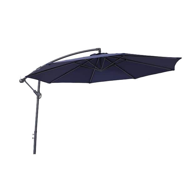 Unbranded 10 ft. Steel Octagon Cantilever Patio Umbrella in Deep Blue