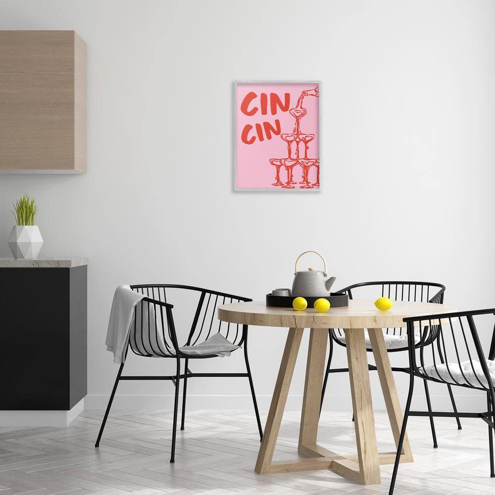 Cin Cin Champagne Tower by House of Lulu Gray Framed Typography Giclee Art Print 20 in. x 16 in. price history on PriceWatchPro
