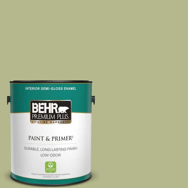 BEHR PREMIUM PLUS 1 gal. Home Decorators Collection #HDC-SP14-1 Secret Glade Semi-Gloss Enamel Low Odor Interior Paint & Primer