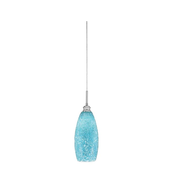 Unbranded Albany 60-Watt 1-Light Brushed Nickel Pendant Mini Pendant Light Turquoise Fusion Glass and Light Bulb Not Included