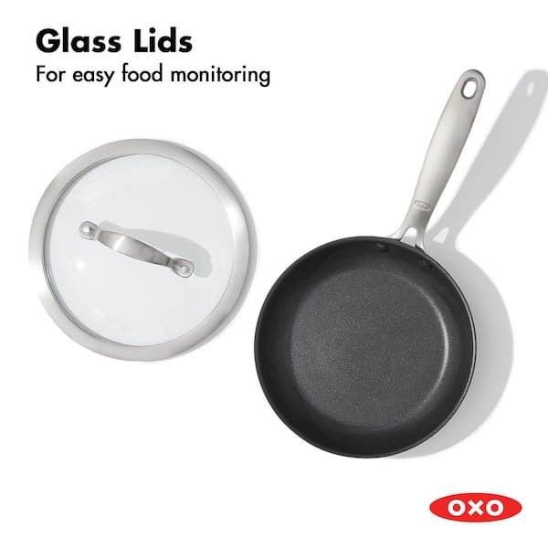 OXO Good Grips 9.5 in. Hard-Anodized Aluminum Nonstick Skillet in Gray with  Glass Lid CC002663-001 - The Home Depot
