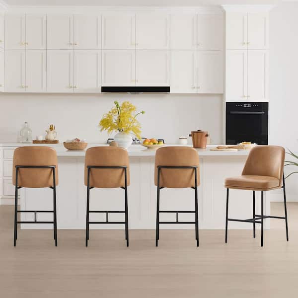 Spruce & Spring Monae 38.2 in. Camel High Back Metal Counter Stool