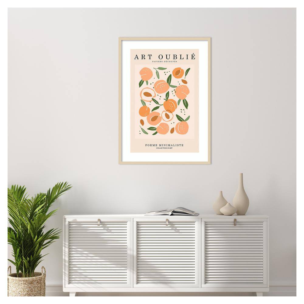Peachy Botanical Minimalist 30"x41" Wood Framed Wall Art