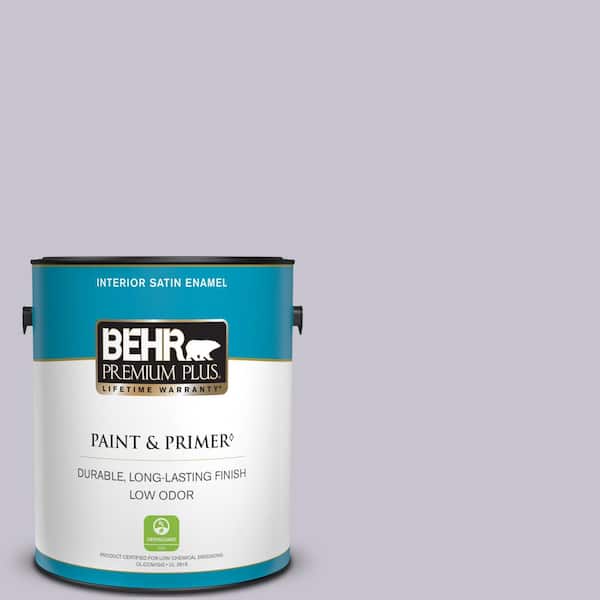 BEHR PREMIUM PLUS 1 gal. #N560-1 Posture and Pose Satin Enamel Low Odor Interior Paint & Primer