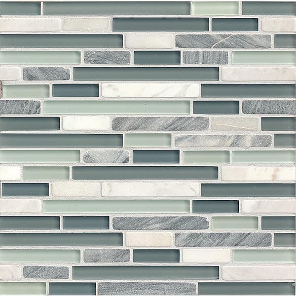 Bedrosians Eclipse Linear 12 in. x 12 in. Marina Glass Mosaic Tile (10 sq. ft./Case)