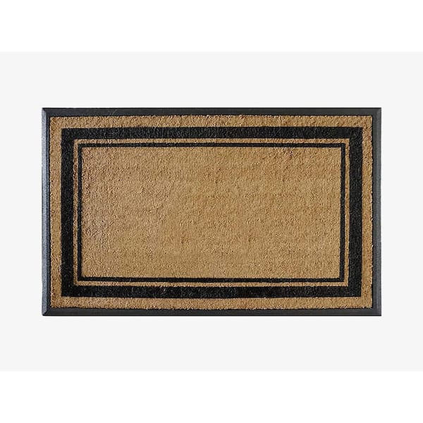A1 Home Collections A1HC Picture Frame Beige 30 in x 48 in Rubber & Coir Anti-Shed Treated Durable Doormat for Outdoor Entrance