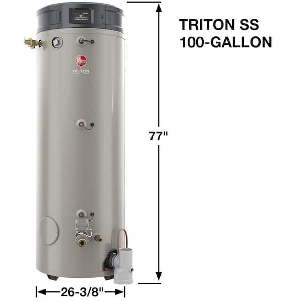 Triton Premium Heavy Duty 100 Gal 200K BTU High Eff. Ultra Low NOx Natural Gas Power Direct Vent Commercial Water Heater