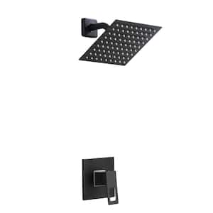 8 in. Square Adjustable Water Flow Body Jet in Matte Black with 1-Handle