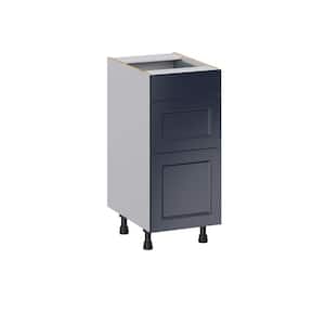 Devon Painted Blue Recessed Assembled 15 in. W x 34.5 in. H x 21 in. D Vanity 3 Drawers Base Kitchen Cabinet