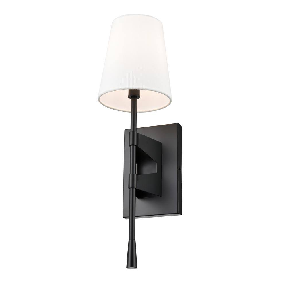 Matte Black Linen Shade 20" Wall Sconce