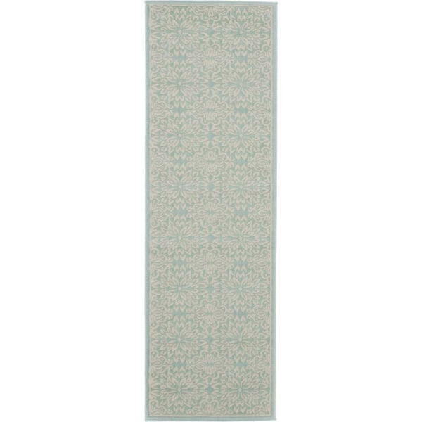 Nourison Jubilant Ivory/Green 2 ft. x 7 ft. Moroccan Farmhouse Kitchen Runner Area Rug