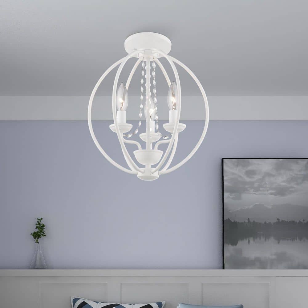 Mini Arabella White Crystal 3-Light Orb Chandelier