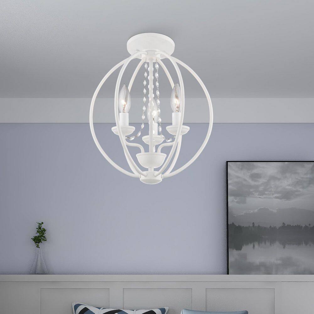 Mini Arabella White Crystal 3-Light Orb Chandelier