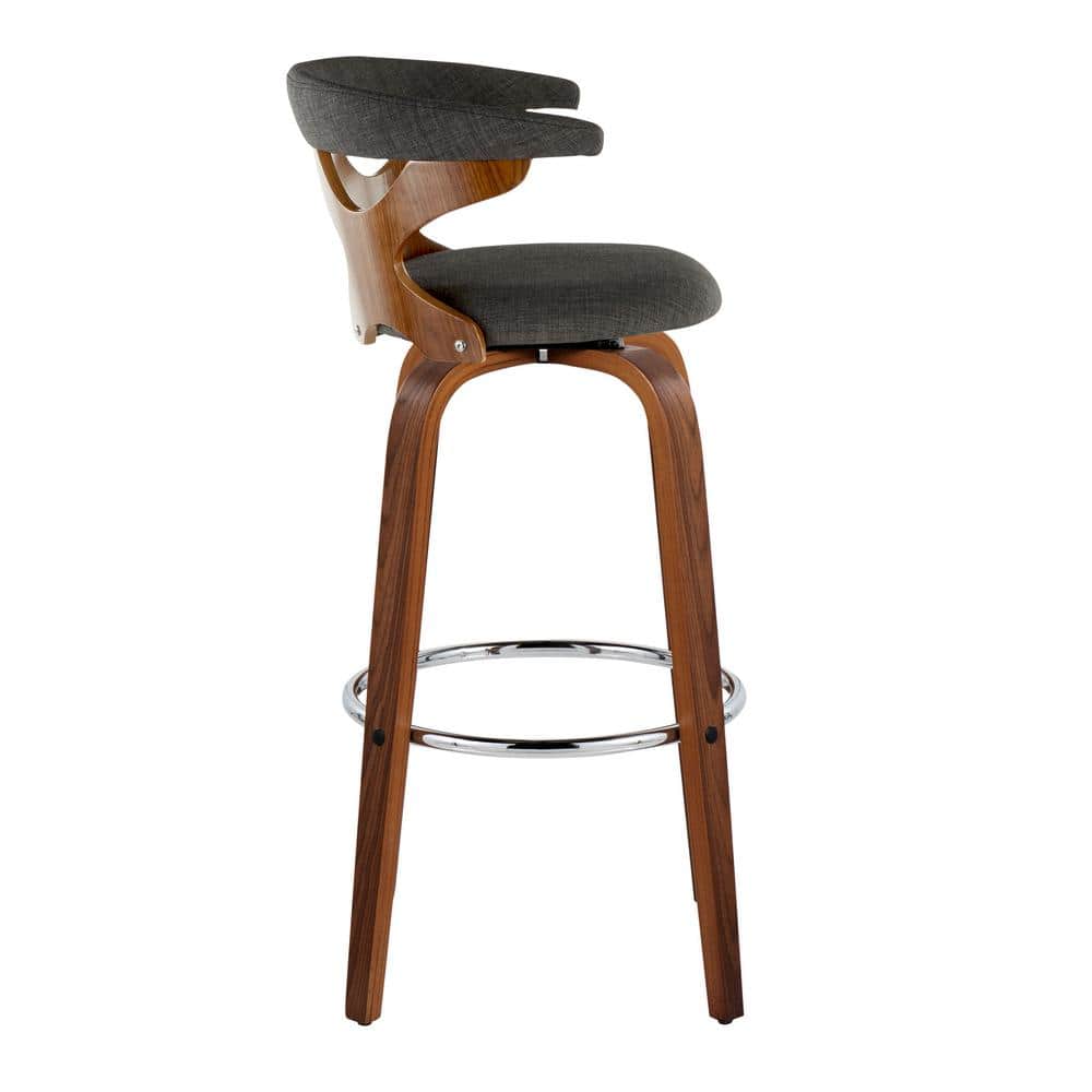 Charcoal Swivel Wood and Metal Bar Stool Set