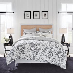 Amberley 7-Piece Charcoal Gray Cotton Full/Queen Bonus Comforter Set