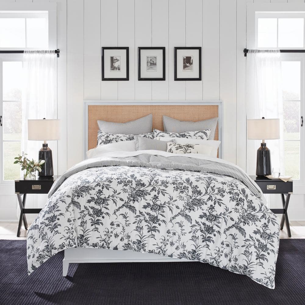 Amberley Black and White Reversible Cotton King Comforter Set